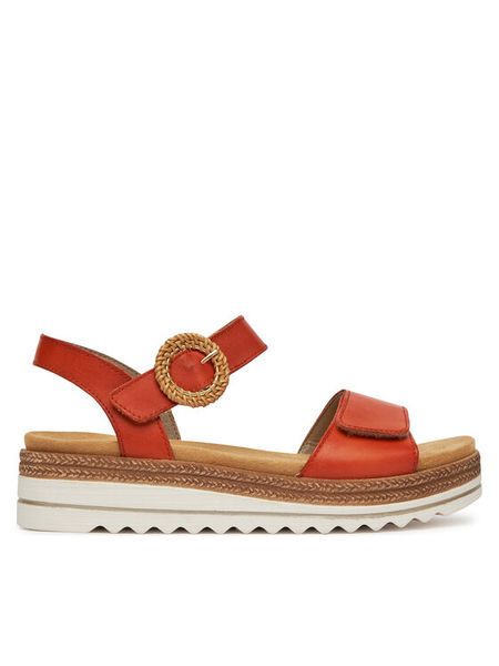 Remonte Sandały D0Q52-39 Pomarańczowy. Brązowe sandały damskie Remonte, bez wzorów, ze skóry, bez obcasa, na płaskiej podeszwie. Za 303.99 zł.