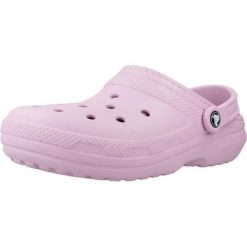 Sandały CROCS CLASSIC LINED CLOG Rose. Czerwone sandały damskie Crocs, bez wzorów, z syntetyku, bez obcasa. Za 337.10 zł.