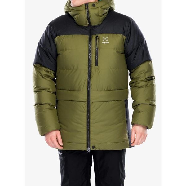 Kurtka puchowa męska Haglofs Riksgransen Down 850 Hood. Zielone kurtki męskie Haglöfs, m, bez wzorów, z puchu, bez kaptura, narciarskie. Za 1,899.99 zł.