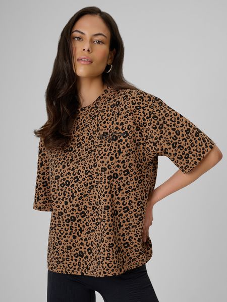 Жіночий T-shirt loose з принтом - коричневий. T-shirty damskie 4f, xs, bez wzorów, bez kołnierzyka. Za 899.90 zł.