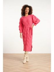 Smashed Lemon Sukienka dzianinowa w kolorze różowym rozmiar: 3XL. Różowe sukienki damskie Smashed Lemon, na co dzień, xl, bez wzorów, z dzianiny, bez kołnierzyka, bez ramiączek, midi, proste. Za 210.32 zł.