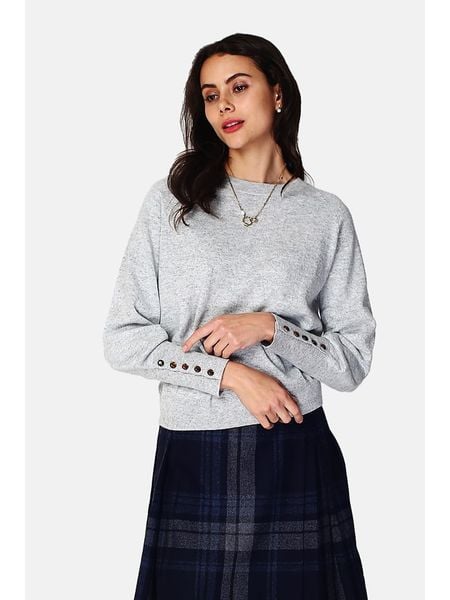 ASSUILI Sweter w kolorze szarym rozmiar: 40. Szare swetry klasyczne damskie Assuili, bez kołnierzyka. Za 113.99 zł.