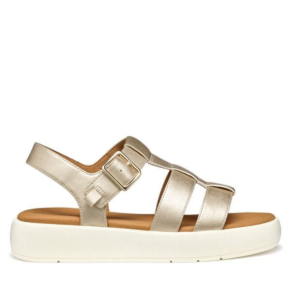 Sandały Geox. Żółte sandały damskie Geox, bez wzorów, bez obcasa, na płaskiej podeszwie. Za 209.99 zł.