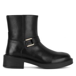 Botki Sergio Bardi. Czarne botki damskie Sergio Bardi, bez obcasa, na płaskiej podeszwie, bez zapięcia. Za 279.99 zł.