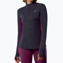 Bluza do biegania damska Mizuno Active Warm Half Zip. Niebieskie bluzy bez kaptura damskie Mizuno. Za 370.00 zł.