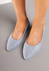 Niebieskie Casualowe Balerinki z Ekozamszu Lorlivin. Niebieskie baleriny damskie Renee, w ażurowe wzory, z jeansu, bez obcasa. Za 44.99 zł.