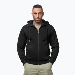 Bluza męska Pitbull Ruffin Detroit Hooded Zip. Czarne bluzy z kapturem męskie PITBULL, m, z bawełny. Za 269.99 zł.