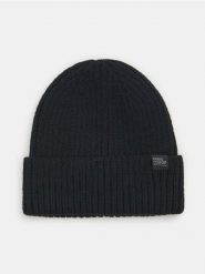 Czapka beanie z naszywką - czarny. Czarne czapki męskie Sinsay, z aplikacjami. Za 15.99 zł.