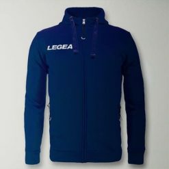 Bluza Junior Sarajevo Full Zip do biegania niebieska. Niebieskie bluzy sportowe damskie Legea, xs, bez wzorów, z bawełny, bez ramiączek, długie, z kapturem. Za 180.00 zł.