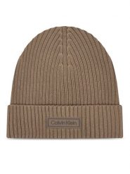 Calvin Klein Czapka Patch Chunky LV04D8053G Beżowy. Brązowe czapki zimowe damskie CALVIN KLEIN, z bawełny. Za 169.99 zł.