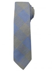 Męski Krawat Alties - Popielato-niebieski w Duże Kwadraty. Niebieskie krawaty i muchy męskie Alties, bez wzorów, z tkaniny, eleganckie. Za 49.00 zł.