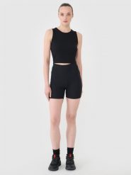4F Legginsy krótkie dzianinowe damskie - czarne L. Czarne legginsy damskie 4f, l, bez wzorów, z bawełny. W wyprzedaży za 39.99 zł.