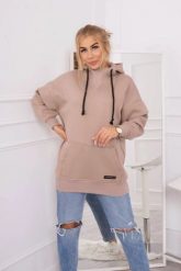 Bluza ocieplana z półgolfem ciemno beżowa. Brązowe bluzy z kapturem damskie KESI, l, z bawełny. Za 238.37 zł.