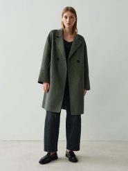 OPUS Płaszcz przejściowy w kolorze ciemnozielonym rozmiar: 36. Zielone płaszcze damskie Opus, bez wzorów, z wełny. Za 363.56 zł.