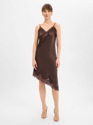 Neo Noir Damska satynowa sukienka - Sorelle Kobiety Sztuczne włókno brązowy jednolity, 38. Brązowe sukienki damskie Neo Noir, bez wzorów, z koronki, z asymetrycznym kołnierzem, bez ramiączek, asymetryczne. Za 229.95 zł.