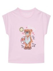 Guess T-Shirt K6GI18 K6YW4 Różowy Regular Fit. Czerwone koszulki dziewczęce Guess, m, z aplikacjami, z bawełny, bez ramiączek. Za 99.99 zł.