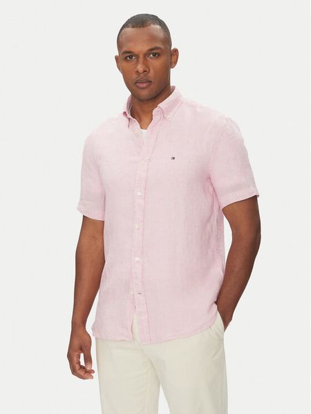 Tommy Hilfiger Koszula MW0MW35207 Różowy Regular Fit. Czerwone koszule męskie Tommy Hilfiger, m, bez wzorów, ze lnu, bez kołnierzyka, bez ramiączek. Za 349.99 zł.