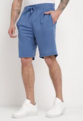 Niebieskie Szorty Dresowe z Gumką w Pasie Zhen. Niebieskie szorty męskie Born2be, z dresówki, bez kołnierzyka. Za 19.99 zł.