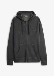 Bluza rozpinana z kapturem, z czystej bawełny, z efektem sprania. Niebieskie bluzy z kapturem męskie bonprix, m, z bawełny. Za 142.99 zł.