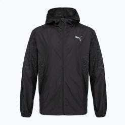 Kurtka do biegania męska PUMA Run AOP Lightweight Jacket. Czarne kurtki treningowe męskie Puma, l, bez wzorów, z materiału, do biegania. Za 199.99 zł.