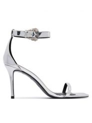 Versace Jeans Couture Sandały 80VA3S76 ZS406 Srebrny. Szare sandały damskie Versace Jeans Couture, bez wzorów, z jeansu, bez obcasa, na szpilce. Za 969.99 zł.