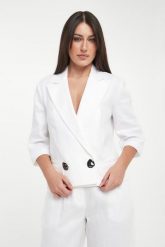 Żakiet lniany ARMANI EXCHANGE. Marynarki i żakiety damskie Armani Exchange, m, bez wzorów, ze lnu. Za 1,169.00 zł.