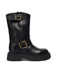 Badura Botki EO-CLAIRE-70866 Czarny. Czarne botki damskie Badura, ze skóry, bez obcasa, na płaskiej podeszwie, bez zapięcia. Za 429.99 zł.