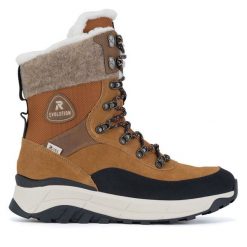 Botki Rieker Revolution Lifestyle. Brązowe botki damskie Rieker Revolution Lifestyle, bez obcasa, na płaskiej podeszwie, bez zapięcia. Za 479.99 zł.