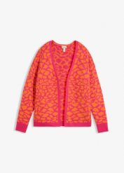 Luźny sweter rozpinany z dzianiny o splocie dużych oczek. Brązowe kardigany damskie bonprix, bez wzorów, z dzianiny. Za 139.99 zł.