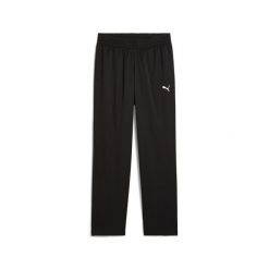 Męskie tkane spodnie Essentials PUMA Black. Czarne spodnie materiałowe męskie Puma, bez wzorów, eleganckie. W wyprzedaży za 119.00 zł.