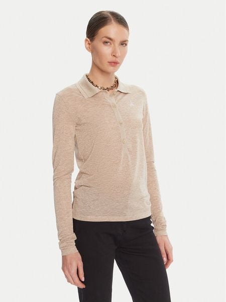 Patrizia Pepe Sweter 8K0320 K128 Beżowy Regular Fit. Brązowe swetry klasyczne damskie Patrizia Pepe, z syntetyku, bez kołnierzyka. Za 599.99 zł.