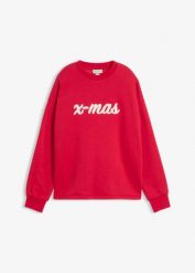 Bluza oversize z mieszanki bawełny. Czerwone bluzy bez kaptura damskie bonprix, z bawełny. Za 109.99 zł.