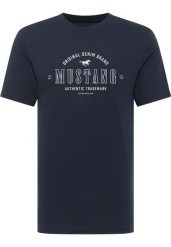 Męski T-Shirt Mustang Style Alex Dark Sapphire 1017999 4136. Niebieskie t-shirty męskie Mustang, m, bez wzorów, bez kołnierzyka. Za 79.99 zł.