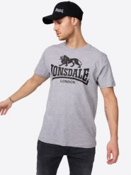 T-shirt o klasycznym kroju Lonsdale Logo. Szare t-shirty męskie Lonsdale, m, bez wzorów, z bawełny, bez kołnierzyka. Za 118.30 zł.