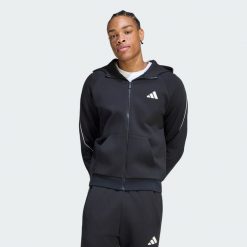 BLUZA STADIUM Z KAPTUREM, MAŁYM LOGO I SUWAKIEM NA CAŁEJ DŁUGOŚCI. Czarne bluzy z kapturem męskie Adidas, s, z bawełny. Za 329.00 zł.