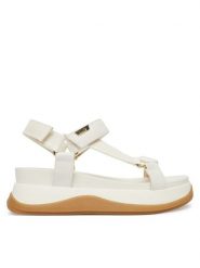 Liu Jo Sandały Fiona 04 BA6089 EX246 Écru. Sandały damskie Liu Jo, bez wzorów, ze skóry, bez obcasa, na płaskiej podeszwie. Za 599.99 zł.