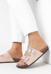 Różowe Klapki Kleogoria. Czerwone klapki damskie Born2be, bez wzorów, bez obcasa, na płaskiej podeszwie. Za 59.99 zł.