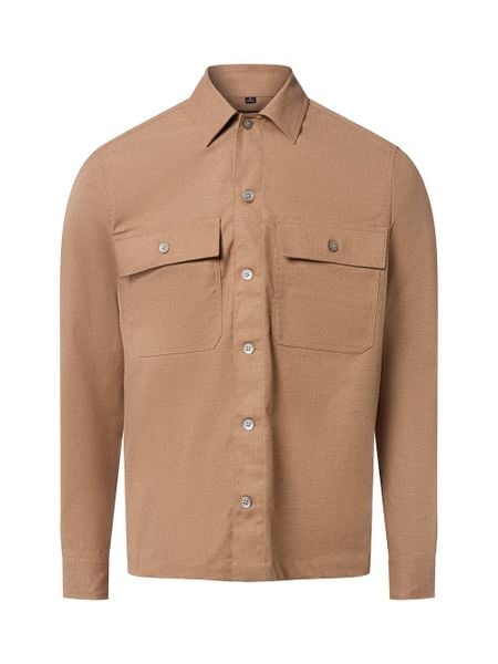 Finshley & Harding koszula z zawartością wełny Mężczyźni Regular Fit beżowy, S. Brązowe koszule męskie Finshley & Harding, m, bez wzorów, z wełny, bez kołnierzyka, bez ramiączek. Za 349.95 zł.