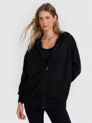 4F Bluza dresowa rozpinana z kapturem damska - czarna S. Czarne bluzy z kapturem damskie 4f, s, z bawełny. Za 179.99 zł.
