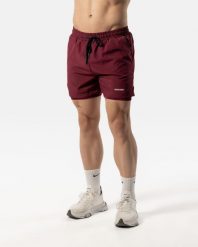 Męskie szorty sportowe 2 w 1 z wewnętrzną warstwą i kieszenią – bordowy. Czerwone szorty męskie AESTHETICWOLF, m, z elastanu, do biegania. Za 301.99 zł.