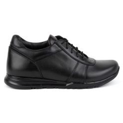 Olivier Buty męskie podwyższające sznurowane skórzane Sport Style 408KZ + 3 cm czarne. Czarne buty sportowe na co dzień męskie ze skóry, bez zapięcia, trekkingowe. Za 408.14 zł.