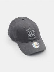 Bawełniana czapka z daszkiem i haftem - szary. Szare czapki męskie Sinsay, bez wzorów, z bawełny. Za 19.99 zł.