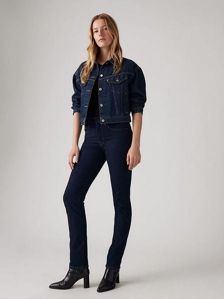 Levi's Dżinsy "724" - Slim fit - w kolorze granatowym rozmiar: W27/L28. Niebieskie jeansy damskie Levi's, z podwyższonym stanem. Za 194.95 zł.