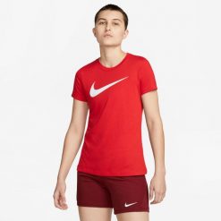 Koszulka z krótkim rękawem Damska Nike SS TEE CW6967 657 Czerwony. Białe t-shirty damskie Nike, s, bez wzorów, z poliesteru, bez kołnierzyka. Za 146.95 zł.