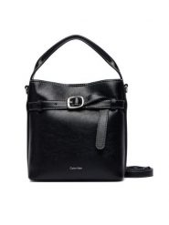 Calvin Klein Torebka Buckle Mini Bucket Crossbody LV04F3550G Czarny. Czarne torebki klasyczne damskie CALVIN KLEIN, bez wzorów, ze skóry, bez dodatków. Za 569.99 zł.