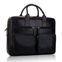 Torba skórzana BETLEWSKI TBS-314 CZARNY. Czarne torby na laptopa damskie bez wzorów, ze skóry. Za 559.99 zł.
