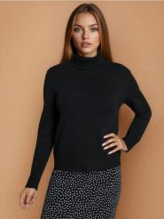 Golf w stylu basic - czarny. Czarne golfy damskie Sinsay, l, bez wzorów, bez ramiączek. Za 49.99 zł.