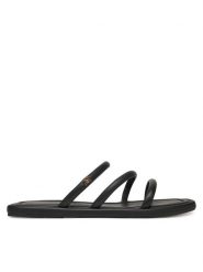 Tommy Hilfiger Klapki Strappy Leather Mule FW0FW08939 Czarny. Czarne klapki damskie Tommy Hilfiger, bez wzorów, ze skóry, bez obcasa. Za 259.99 zł.