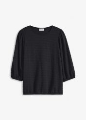 Tunika w strukturalny wzór. Czerwone tuniki damskie bonprix, bez wzorów, eleganckie, bez kołnierzyka, bez ramiączek. Za 59.99 zł.