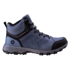 Buty trekkingowe męskie Hi-Tec Helone Mid Wp - niebieskie, Rozmiar buta 42. Niebieskie buty trekkingowe męskie Hi-tec, z gumy, bez zapięcia. Za 239.99 zł.
